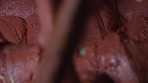 Close Up Slow Motion Tomato Paste Being Mixed HD Video Video stock 25942822