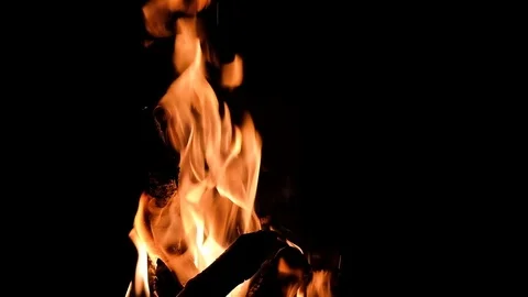 Close up slow motion video of fire burning in the fireplace. Video of fire fl Stock Footage 99726227
