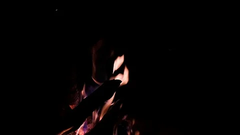 Close up slow motion video of fire burning in the fireplace. Video of fire fl Stock Footage 99726252