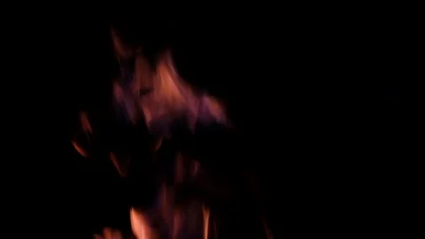 Close up slow motion video of fire burning in the fireplace. Video of fire fl Stock Footage 99726259