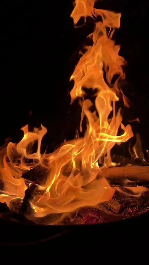 A close up slow motion video of flames of a bonfire in winter nights Stock Footage 329035158