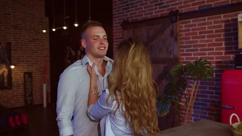 Close up slow motion view of hot attractive young woman in seductive outfit and Stock Footage 112674179