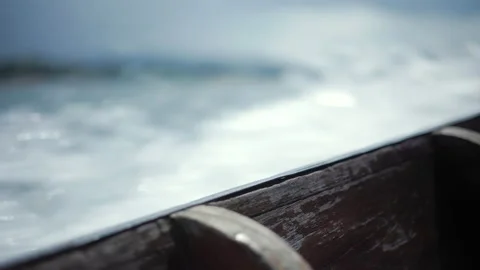 Close up slow motion Waves and spray from the boat in sea ocean. Freedom life. Stock Footage 232648233