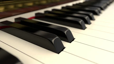 Close-up slow move over classic grand piano keyboard Video stock 144106860