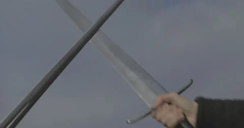 Close up of slow sparring sword blades #1 動画素材 146194891