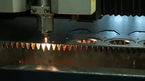 Close slow tilt of computer engineered laser cutter Video stock 10980750