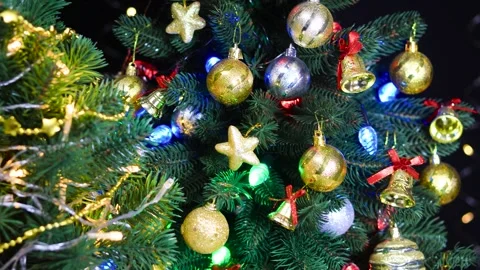 Close-up small and large Christmas trees near an Advent wreath Stock Footage 280962096