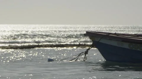 Close up of a small boat on the sea Stock Footage 340821259