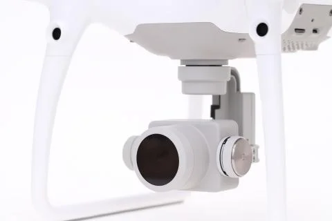 Close up of small camera on gimbal of drone Stock Photos