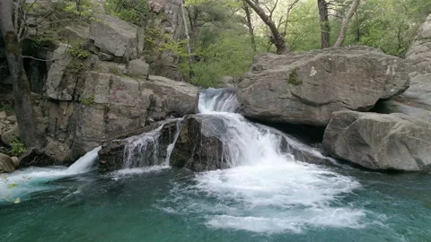 Close-up of Small Cascade Waterfall. Stock Footage 144587206