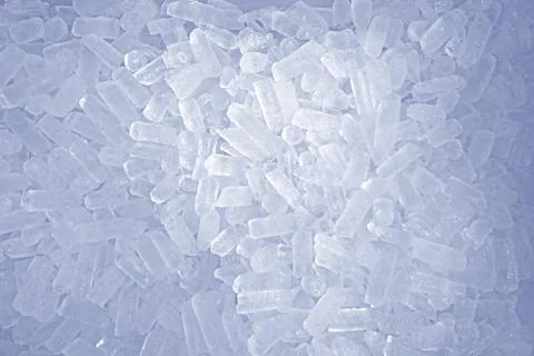 Close up small iced cube in a large tray Stock Photos