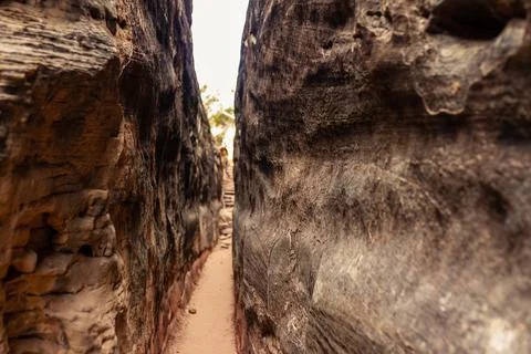 Close up of small narrow passage between stones in canyonlands national park  Stock Photos