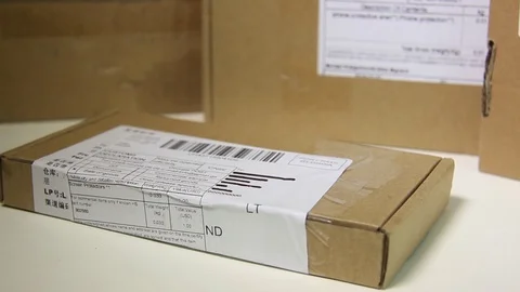 Close Up Of Small Parcel Package. Stock Footage 97868021