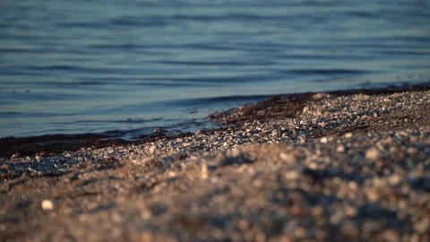 Close on small waves on beach Stock Footage 127972665