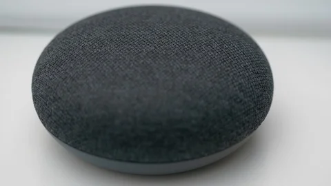 Close up Smart Speaker Voice Activated Stock Footage 104116805