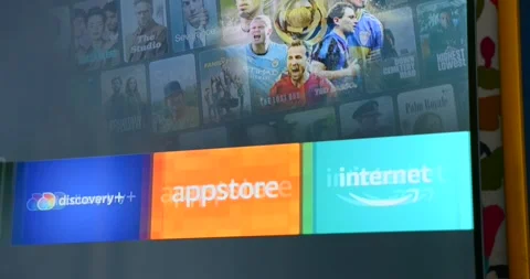 Close up of smart TV interface on Xiaomi 4K screen Stock Footage 336657392