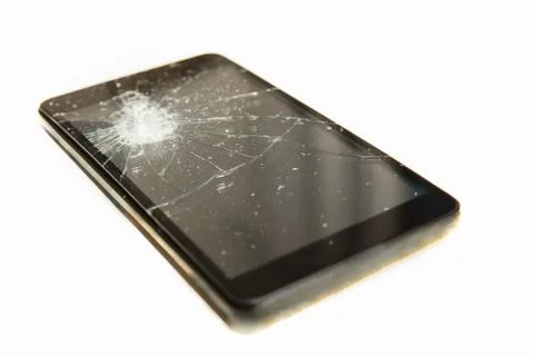 Close-up of a smartphone with broken display Stock Photos