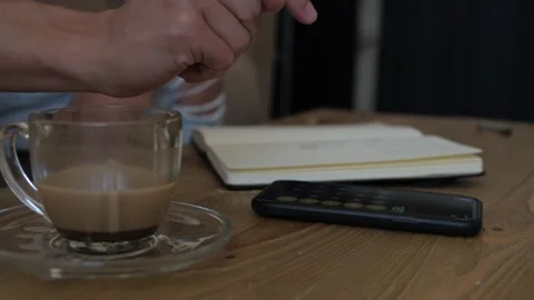 Close up of smartphone calculator and notebook while calculating monthly Video stock 346247876