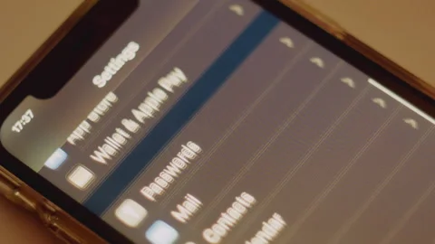 Close-up of a smartphone display with Wi-Fi and applications menu. Video stock 260870431