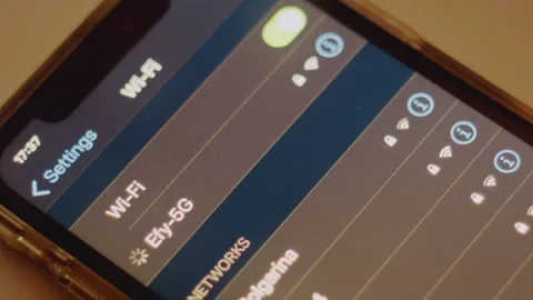 Close-up of a smartphone display with Wi-Fi and applications menu. Video stock 260870432