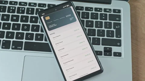Close-up of Smartphone Displaying Modern Banking Application Stock Footage 335520037