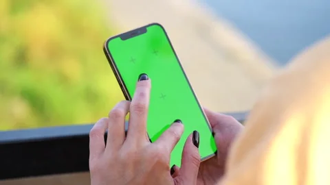 Close-up smartphone screen. Green screen, chroma key. Stock Footage 255973026