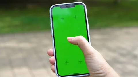 Close-up smartphone screen. Green screen, chroma key. Stock Footage 256173994