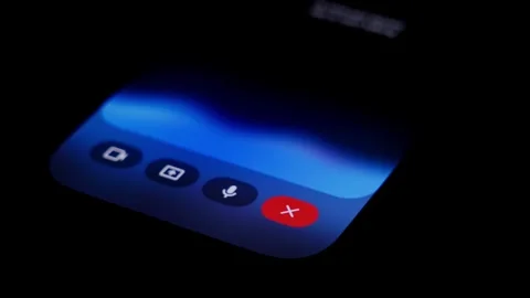 Close up of smartphone screen showing Gemini voice mode ready to start message Stock Footage 334161472