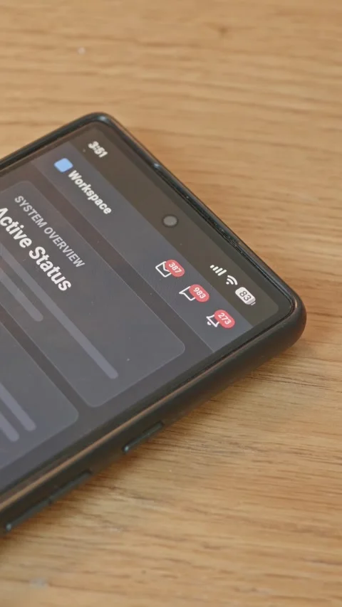 Close up of smartphone screen showing rising unread email, message, and alert Stock Footage 341860441