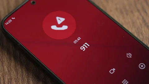 Close-up smartphone showing Emergency calling number 911 on the screen Video stock 335647888