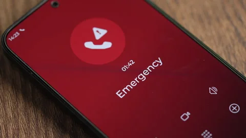 Close-up smartphone showing Emergency calling on the screen Stock-Footage 335647899