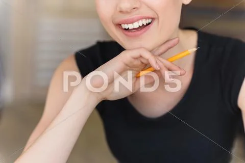 Close up of smiley face Stock Photos