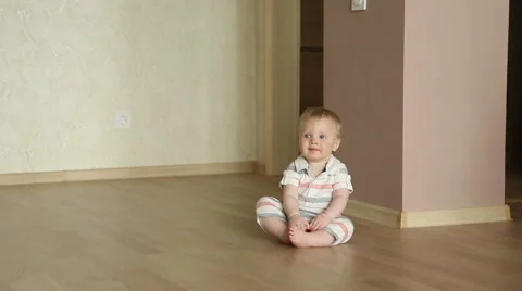Close up of smiling baby crawling Stock Footage 62404881
