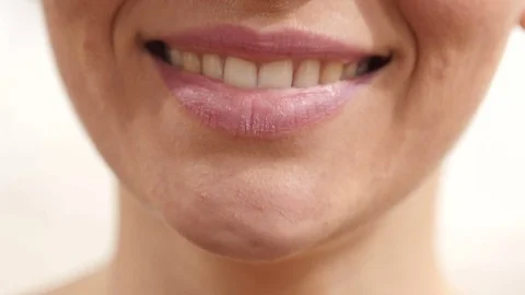 Close Up Of Smiling Female Lips Stock Footage 70301852