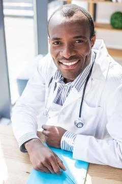 Close up of smiling man that looking forward Stock Photos
