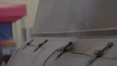 Close up smoke coming out of bbq smoker Stock Footage 333325250