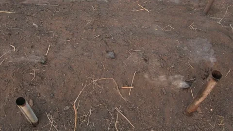 Close up smoke coming out of the pipe. Video stock 243402268