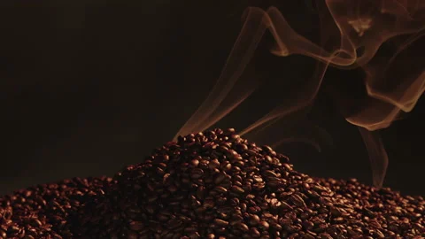 Close up of smoking coffee beans Stock Footage 145273707