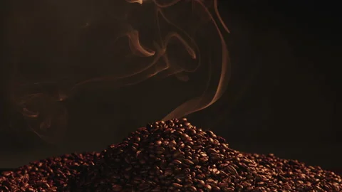 Close up of smoking coffee beans Stock Footage 145273941