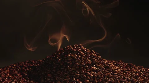 Close up of smoking coffee beans. Stock Footage 145274992