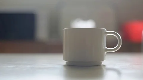 Close up smoking on coffee cup. Stock Footage 77826597