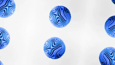 Close-up of Smoothly Animating Blue Wavy Spheres on a Clean White Layout. Stock Footage 315212263