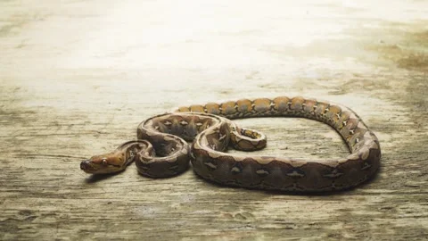 Close Up of Snake Coiled on Ground Stock Footage 345551291