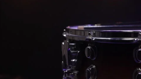 Close up snare drum in the dark copy space. Stock Footage 146942998