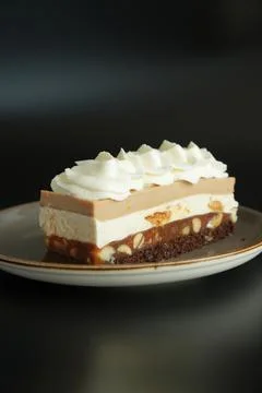 Close-Up of Snickers Cake Layers with Chocolate, Caramel and Nuts Stock Photos