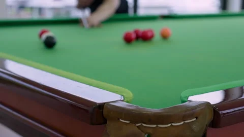 Close up of Snooker shooting on snooker table in slow motion Video stock 159855860