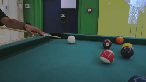 Close up of Snooker shooting on snooker table Stock Footage 194501755