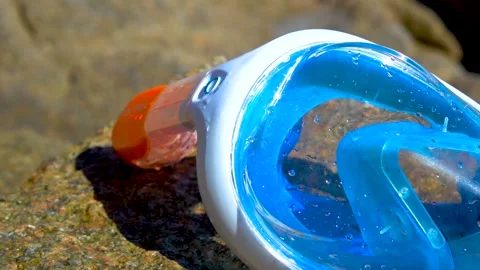 Close up on snorkeling mask Stock Footage 169698172