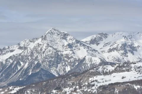 CLOSE UP OF SNOW AND ICE IN COLD WINTER SEASON Stock Photos