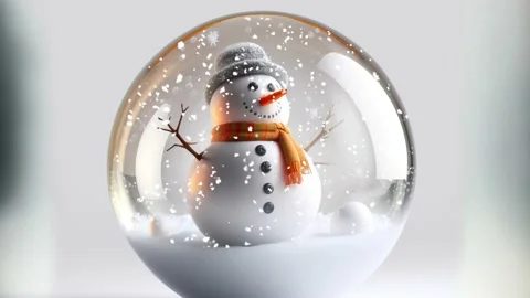 Close-up of snow ball with snowman inside and snow Stock Footage 226825826